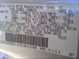 2013 TOYOTA TACOMA SILVER EXTD CAB 2.7L AT 2WD.  Z24864